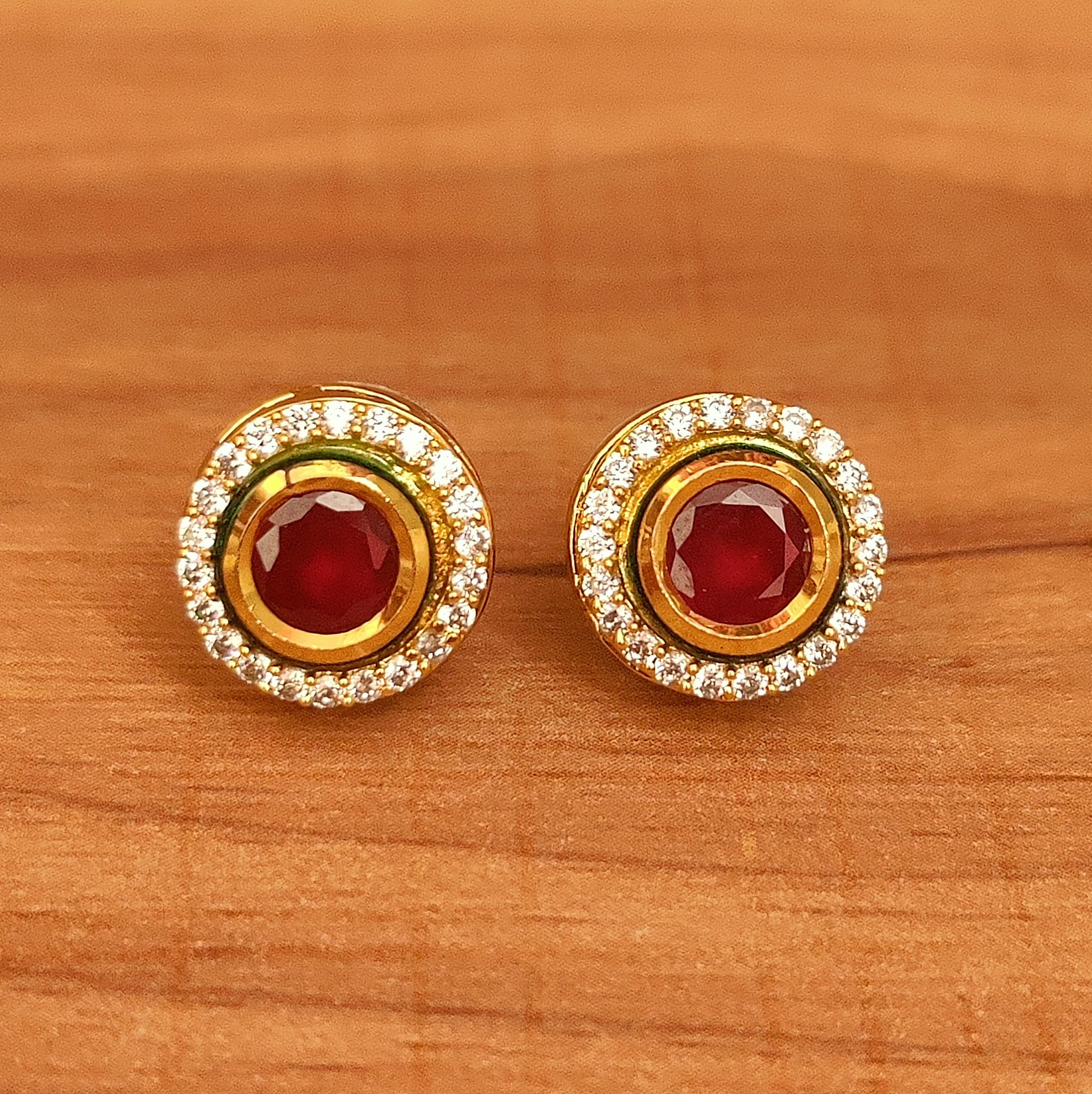 Gnoce Two Round Stone Stud Earrings - Gnoce.com